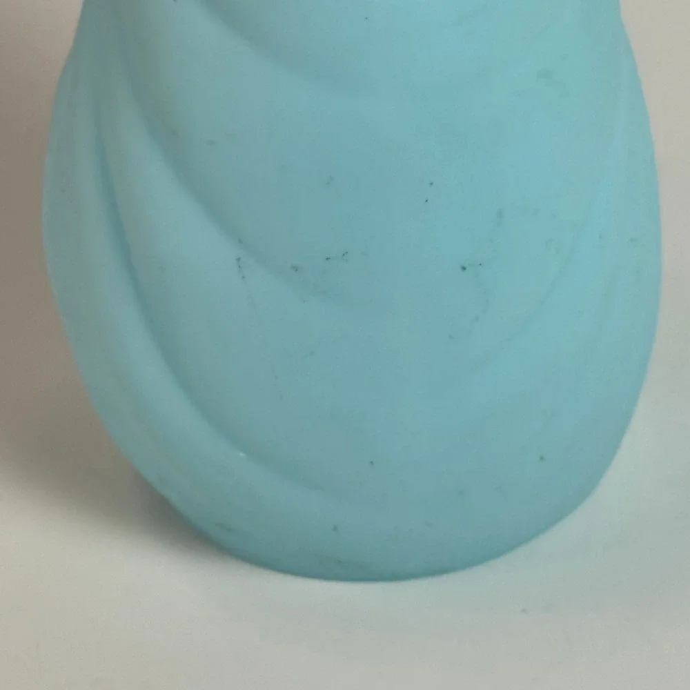 Fenton Madonna Praying Mary Satin Blue Glass Votive Candle Holder 6.25